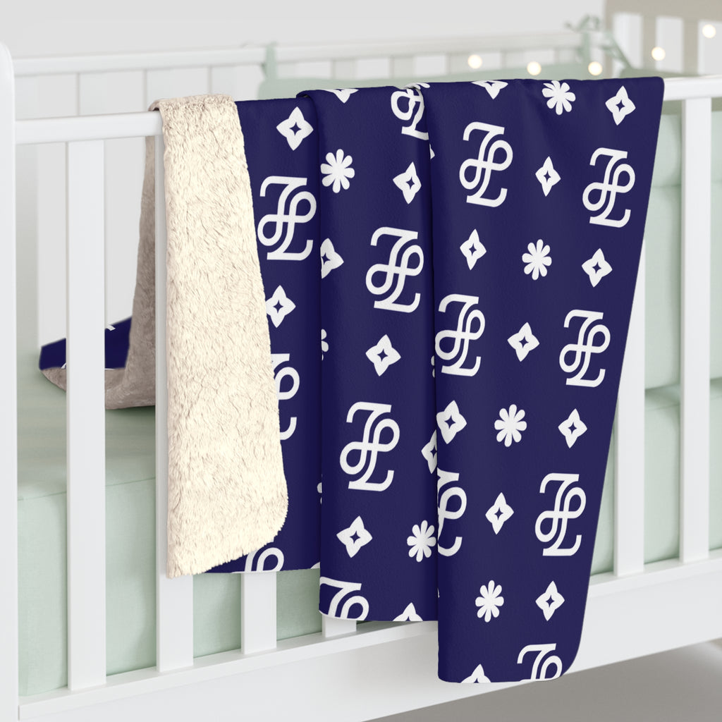 Monogram Blue Fleece Blanket