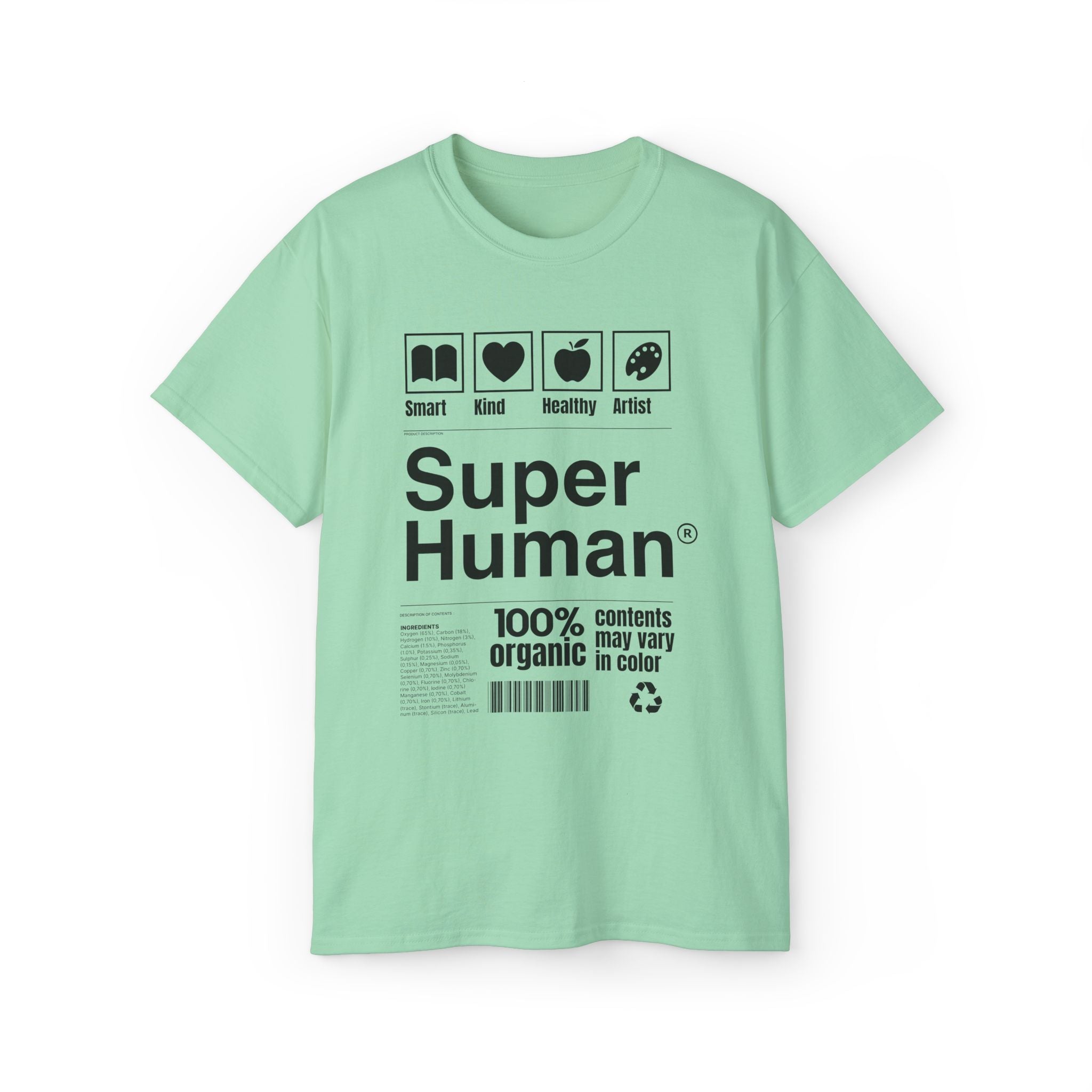 "Super Human Label" Unix T-shirt 100% Cotton Eco-friendly