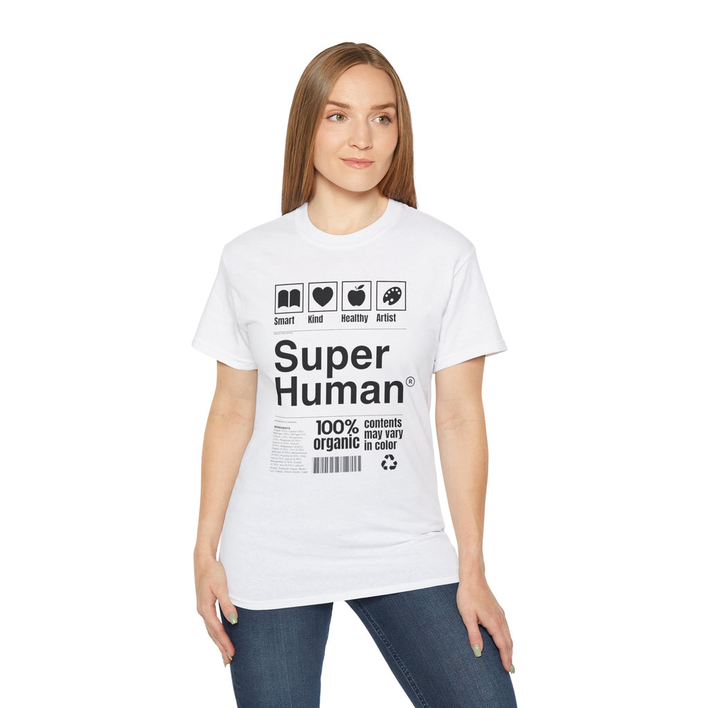 "Super Human Label" Unix T-shirt 100% Cotton Eco-friendly