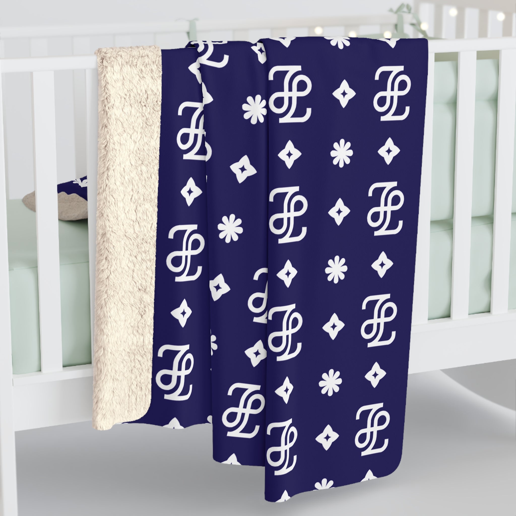 Monogram Blue Fleece Blanket