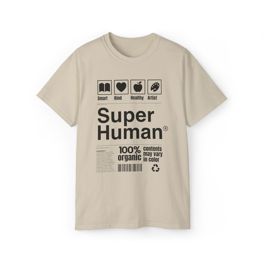 "Super Human Label" Unix T-shirt 100% Cotton Eco-friendly
