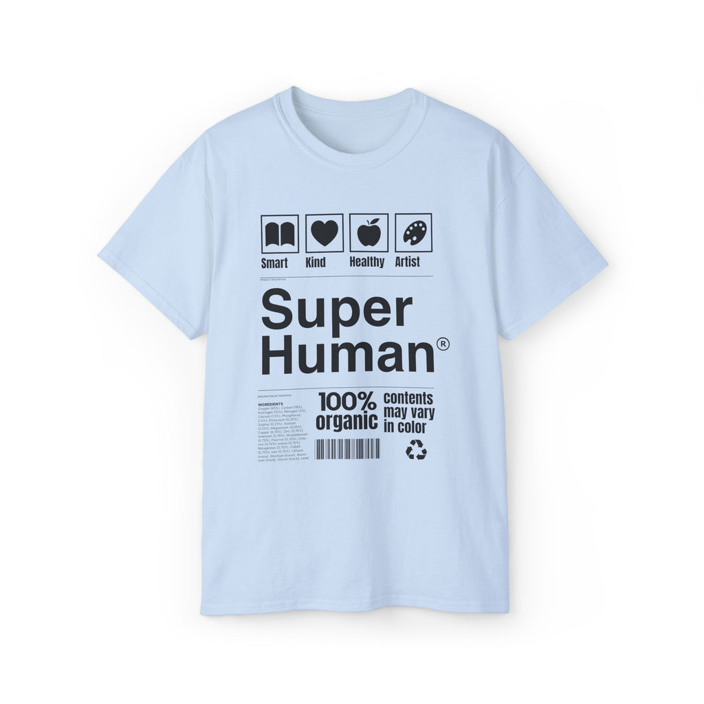 "Super Human Label" Unix T-shirt 100% Cotton Eco-friendly
