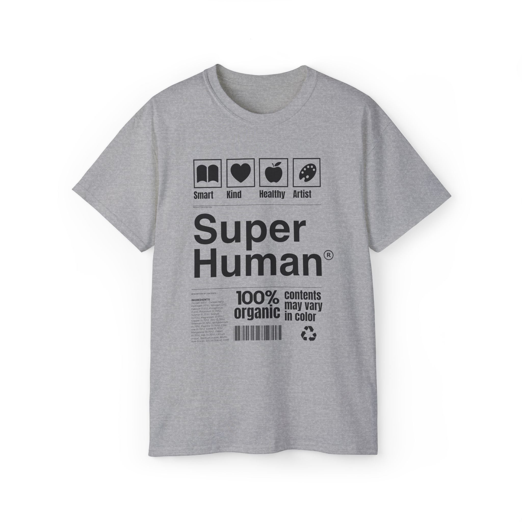 "Super Human Label" Unix T-shirt 100% Cotton Eco-friendly