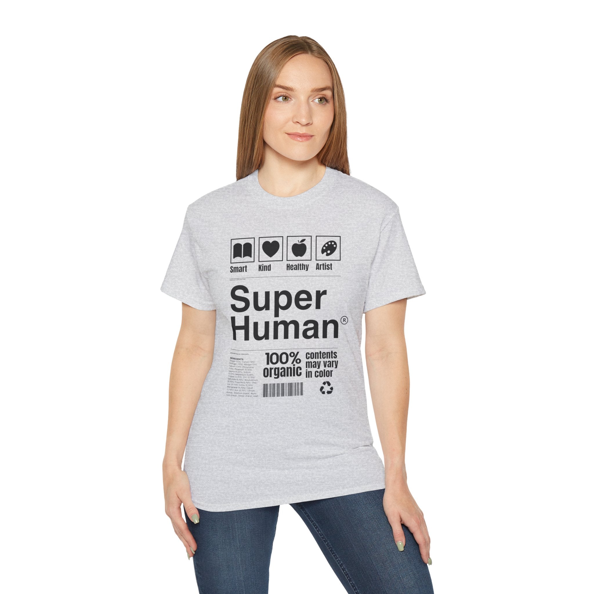 "Super Human Label" Unix T-shirt 100% Cotton Eco-friendly