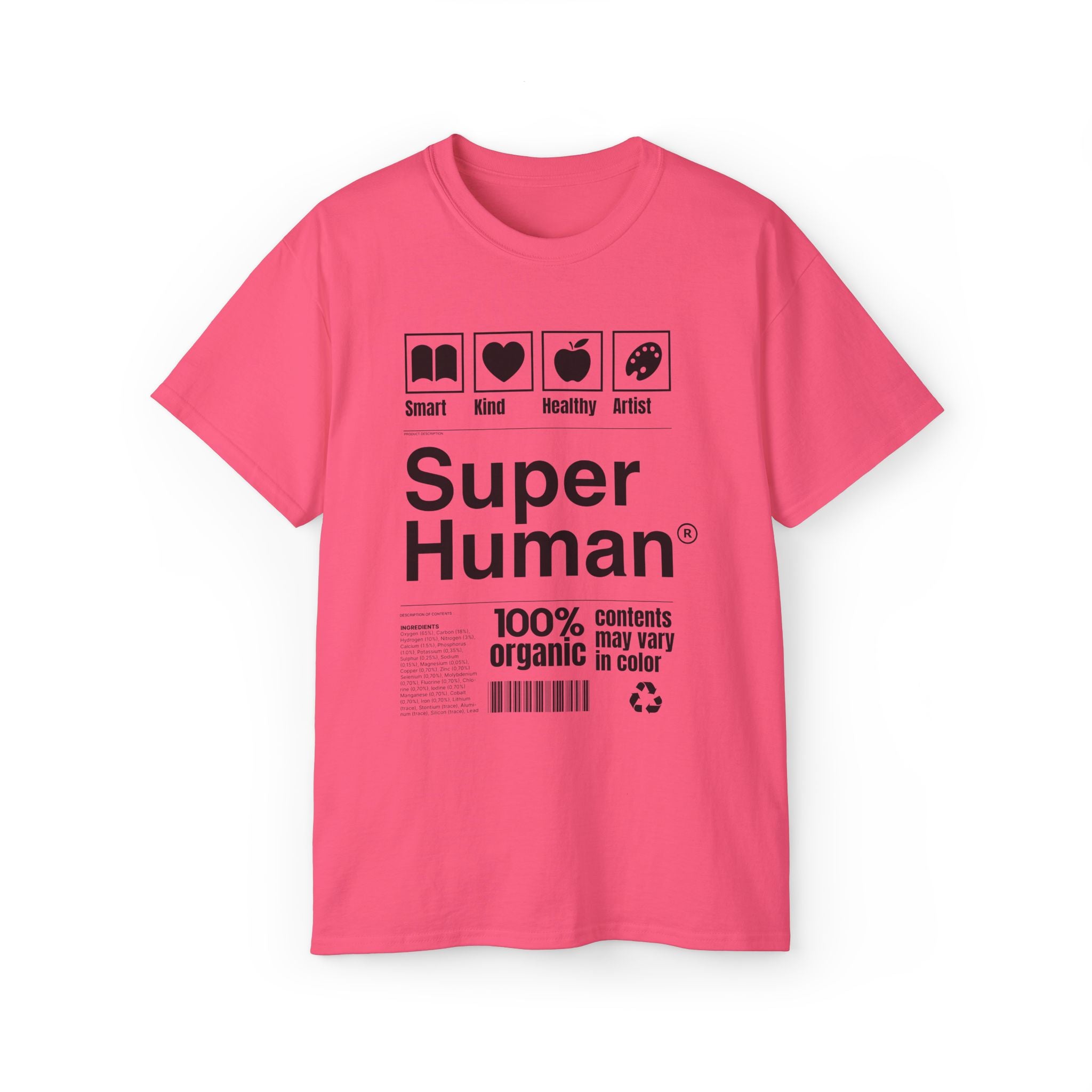 "Super Human Label" Unix T-shirt 100% Cotton Eco-friendly