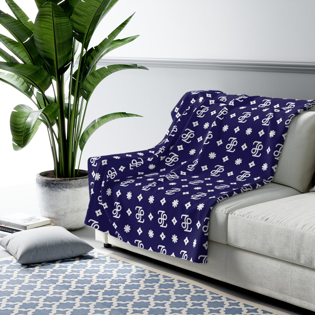 Monogram Blue Fleece Blanket