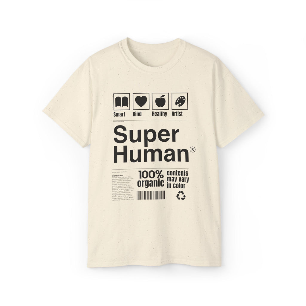"Super Human Label" Unix T-shirt 100% Cotton Eco-friendly