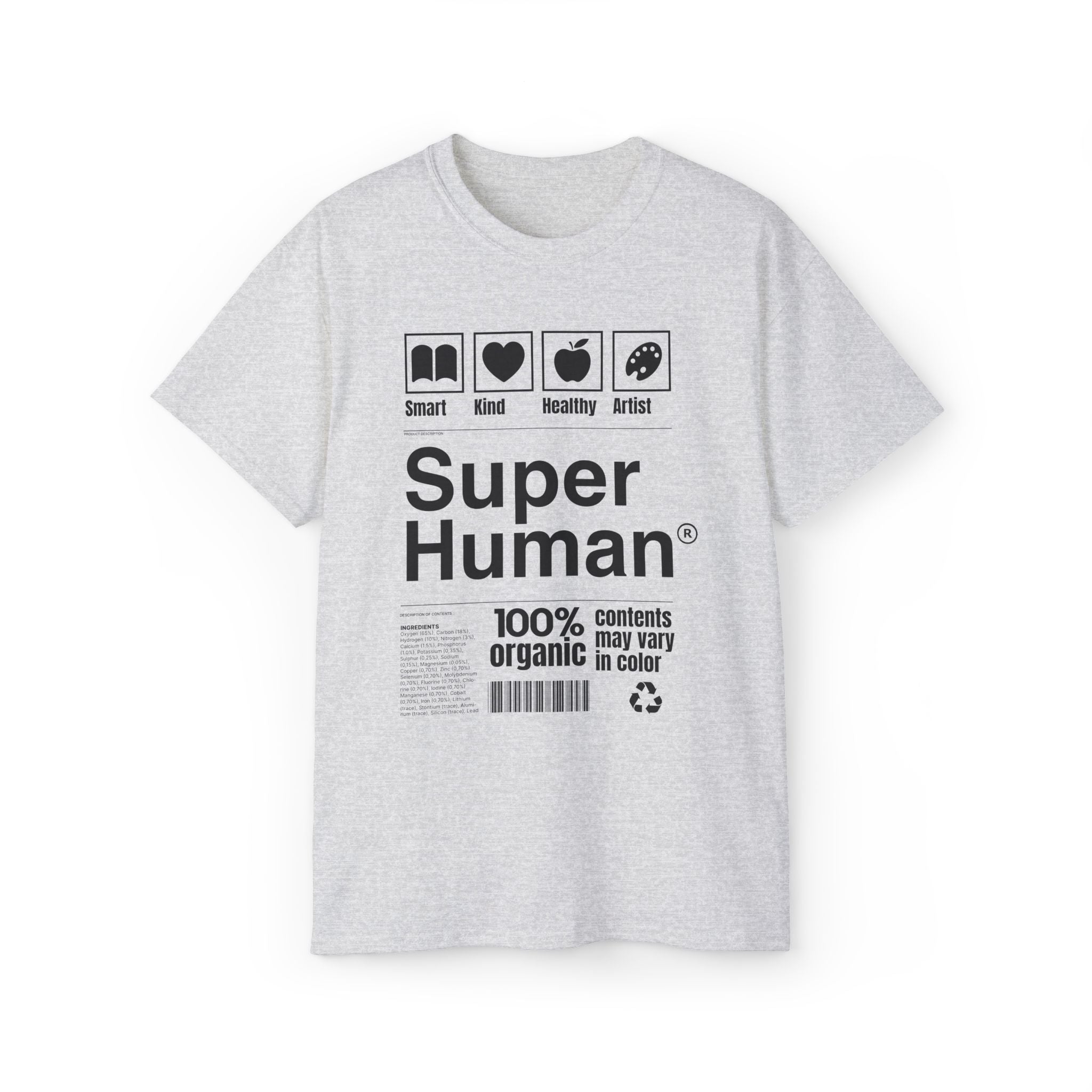 "Super Human Label" Unix T-shirt 100% Cotton Eco-friendly