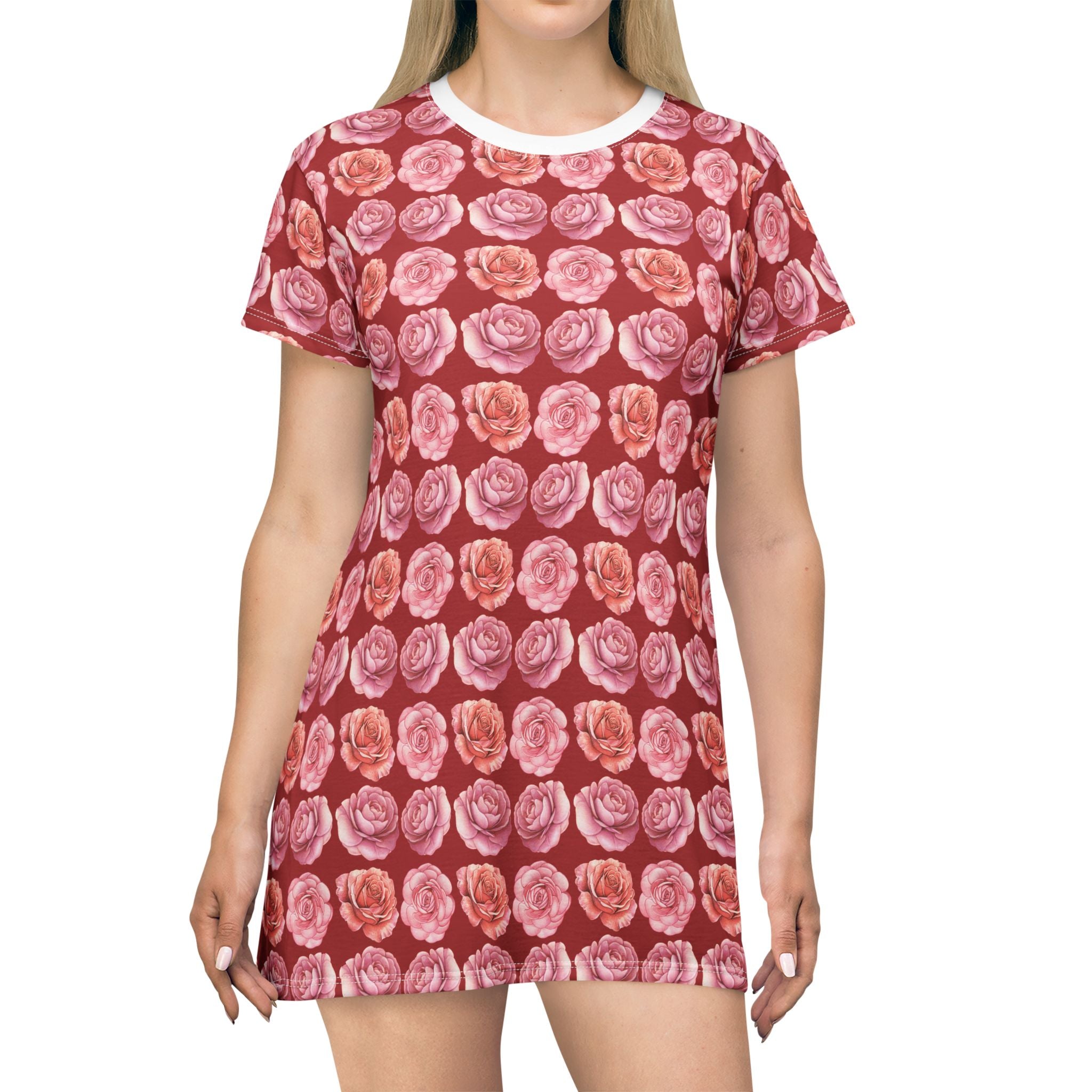 Floral T-Shirt Dress, Rosy Summer Dress